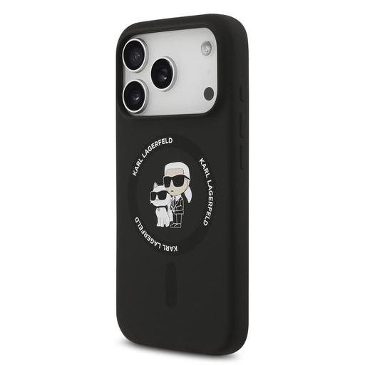 Karl Lagerfeld Liquid Silicone Karl and Choupette MagSafe husă iPhone 17 Pro Max (Negru) - KLHMP17XSCMKCRHK
