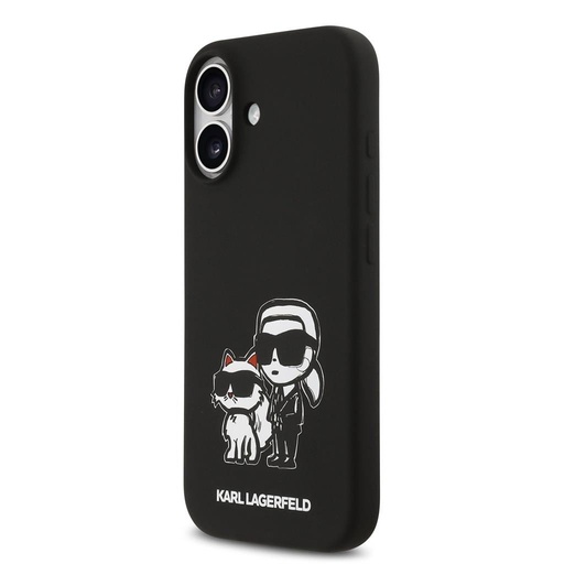 Karl Lagerfeld Liquid Silicone K&CH Sketch MagSafe husă iPhone 17 (Negru) - KLHMP17SSKCGRGOK