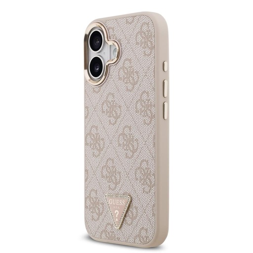 Guess PU Leather 4G Strass Triangle Logo Auriu Frame MagSafe husă iPhone 17 (Roz) - GUHMP17SP4GTDGMP