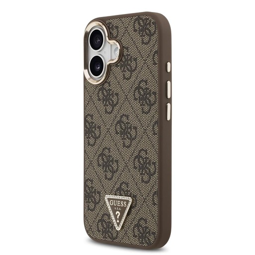 Guess PU Leather 4G Strass Triangle Logo Auriu Frame MagSafe husă iPhone 17 (Maro) - GUHMP17SP4GTDGMW