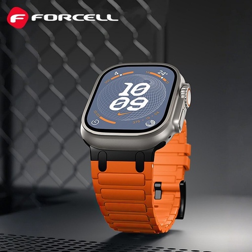 Forcell F-Design FA06 silicon curea Apple Watch 42 / 44 / 45 / 49 mm (Portocaliu)