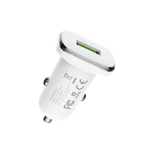 Borofone BZ12A auto încărcător rapid, QC 3.0,18W, alb
