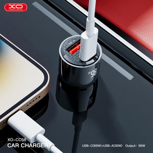 XO CC58 Intelligent transparent auto încărcător rapid (Gri închis) - 95W