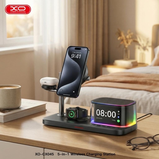 XO CX045 5-in-1 inteligent stație de încărcare (Negru) - 25W