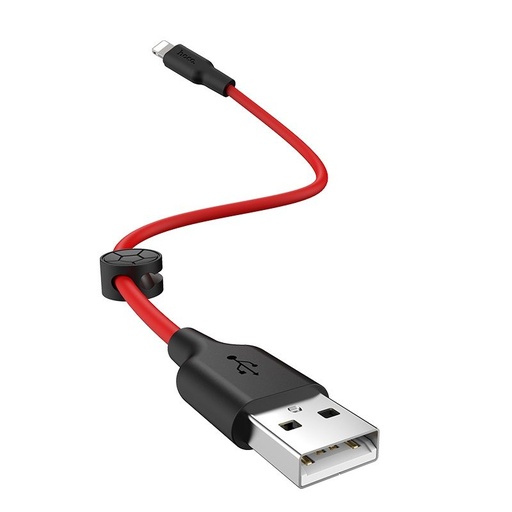 Hoco X21 Plus lightning cablu, 3A, 0.25M, negru - roșu