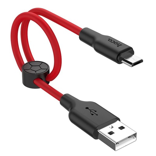 Hoco X21 Plus microUSB cablu, 3A, 0.25M, negru - roșu