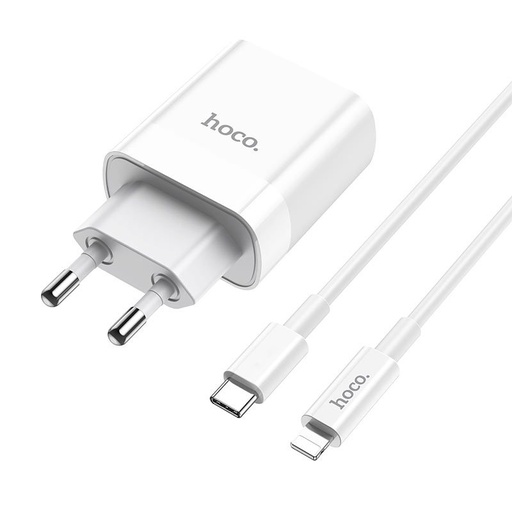 Hoco C80A de rețea încărcător rapid (QC + PD conector), PD lightning cablu, QC 3.0, 18W, alb