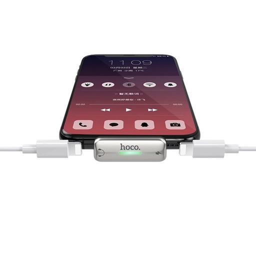 Hoco LS27 lightning distribuitor (lightning audio+lightning încărcător port), 2A, argintiu