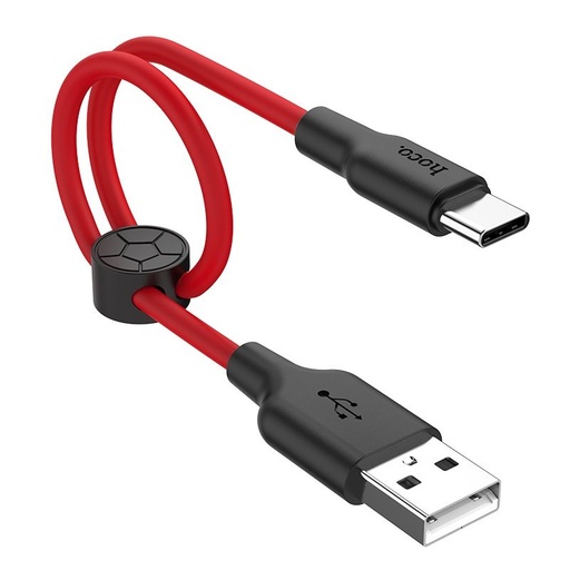 Hoco X21 Plus type-C cablu, fluorescent, 0.25M, 2.4A, silicon, negru - roșu