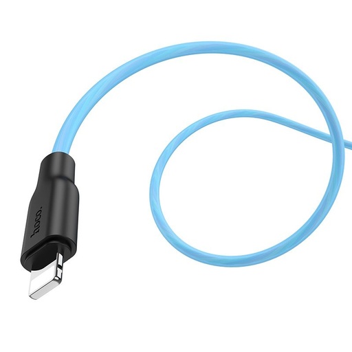 Hoco X21 Plus lightning cablu, fluorescent, 1M, 2.4A, silicon, albastru