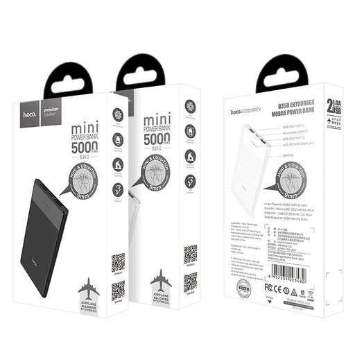 Hoco B35D power bank, 5000 mAh, 1A, negru
