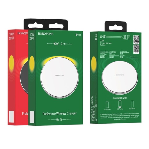 Borofone BQ3 fără fir încărcător, max. 10W 9V 1,8A, argintiu