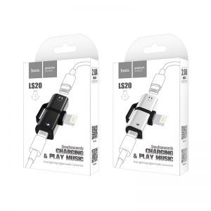 Hoco LS20 2in1 lightning distribuitor (lightning audio+lightning încărcător port), negru