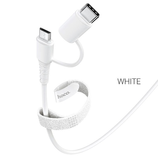 Hoco X54 2in1 cablu (microUSB + type-C), 2.4A, alb