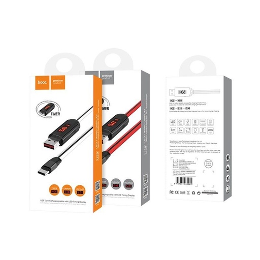 Hoco U29 LED cu ecran & cu temporizator lightning cablu (LED ecran, temporizator), alb