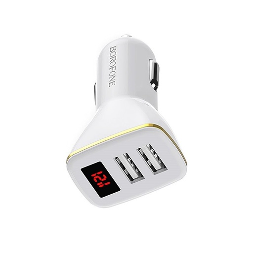 Borofone BZ11 auto încărcător (2xUSB port), LED indicator de stare,5V 2,1A, alb