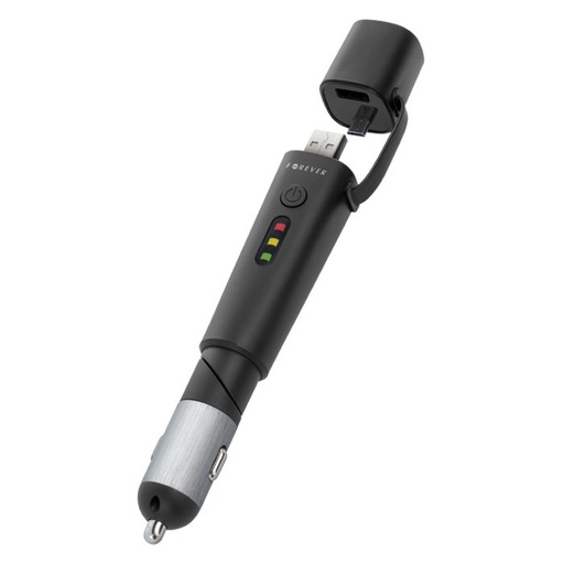 Forever L-style auto încărcător, 2600 mAh power bank, negru