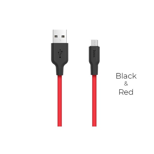 Hoco X21 microUSB cablu (rezistent), 2A, silicon, 1m, negru/ roșu