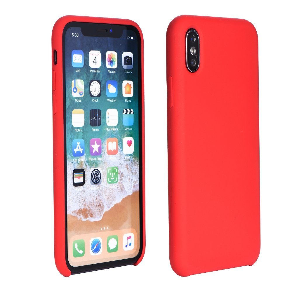 Apple iPhone X / iPhone XS silicone hátlap tok logo kivágással (Piros)
