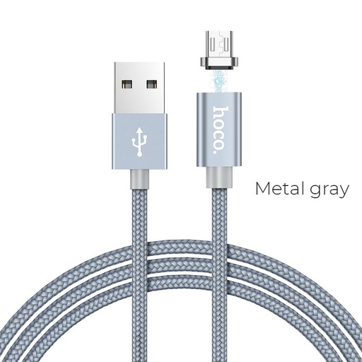 Hoco U40A 1M magnetic aluminiu aliaj microUSB cablu (magnetic capăt de încărcare), gri