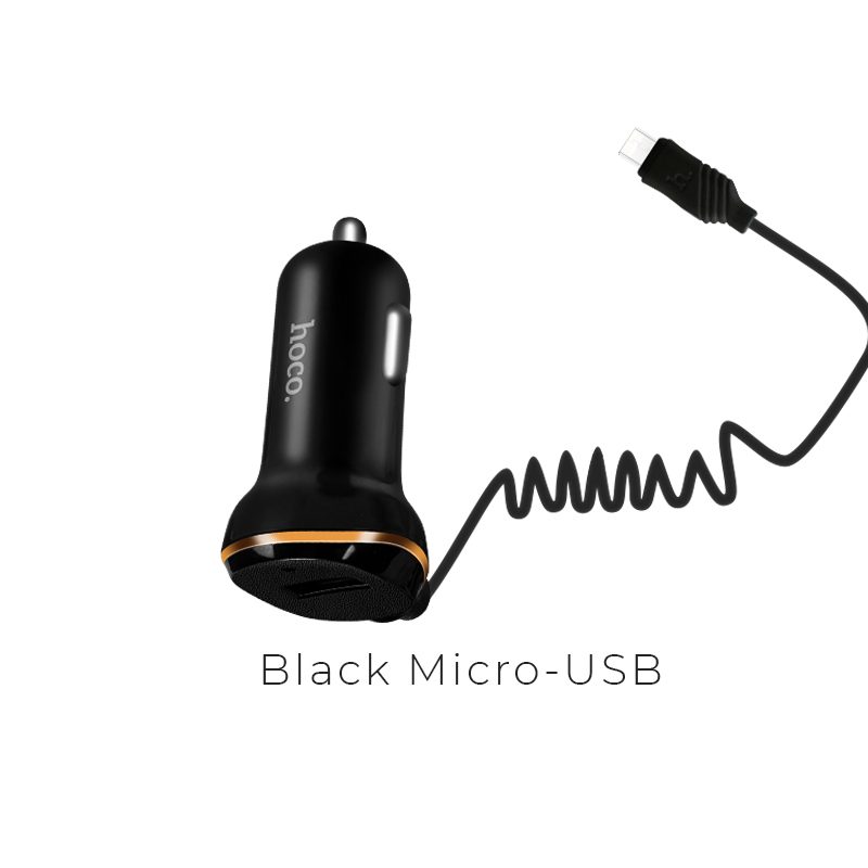 Hoco Z14 Single port with micro cable car charger, Black