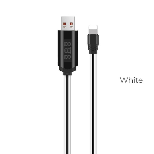 Hoco U29 LED cu ecran & cu temporizator lightning cablu (LED ecran, temporizator), alb