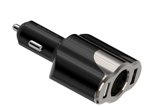 Borofone BZ7 auto încărcător (2xUSB port), brichetă auto mufă, 5V 2,1A, negru