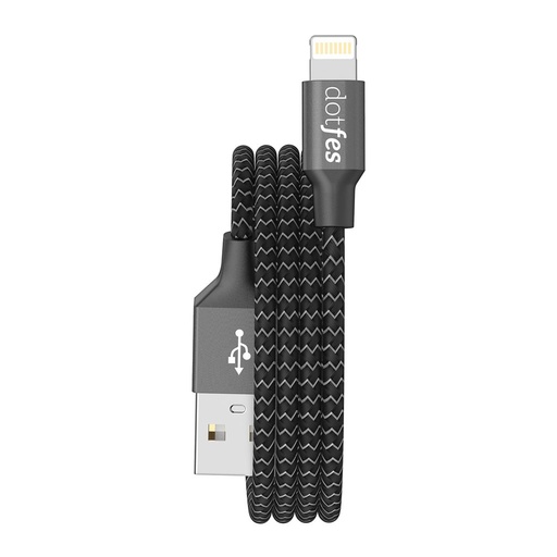 Dotfes A06 textil lightning cablu, negru
