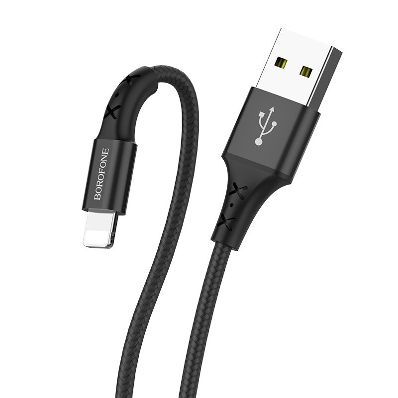 Borofone BX20 lightning kábel, szövet, 2A, 1m, fekete