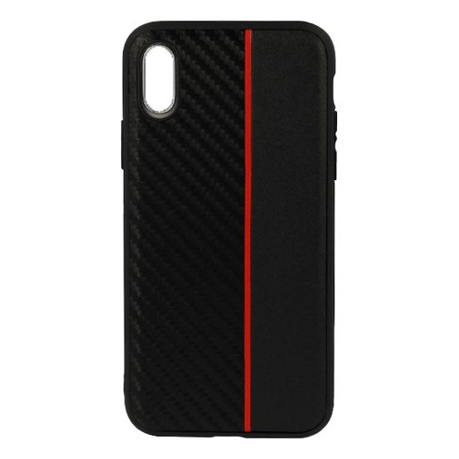 Huawei P Smart 2019 / Honor 10 Lite MOTO carbon husă spate (Negru - Roșu Cu dungă)
