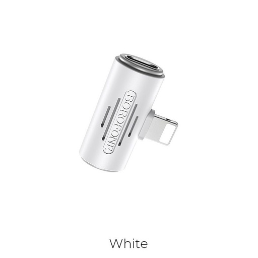 Borofone BV6 lightning distribuitor (lightning audio+lightning încărcător port), alb