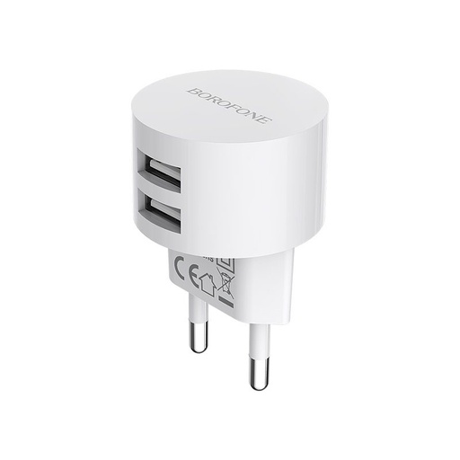 Borofone BA23A de rețea încărcător (2 USB port), 5V 2,4A, alb