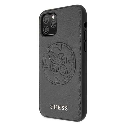 Apple iPhone 11 Pro Guess Saffiano Embossed Circle Logo husă (Negru) - GUHCN58RSSASBK