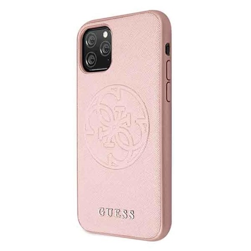 Apple iPhone 11 Pro Guess Saffiano Embossed Circle Logo husă (Roz) - GUHCN58RSSASRG