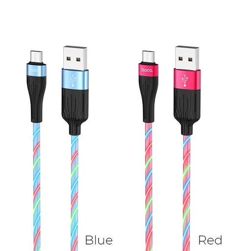 Hoco U85 microUSB cablu, 2,4A, luminos, 1m, roșu