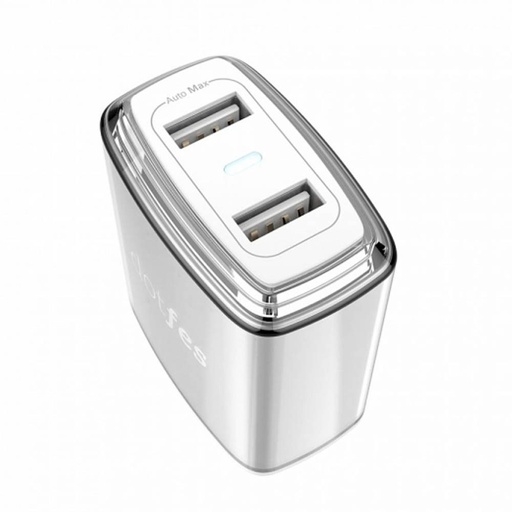 Dotfes C01 de rețea încărcător (2 USB port), 5V 3,4A, argintiu