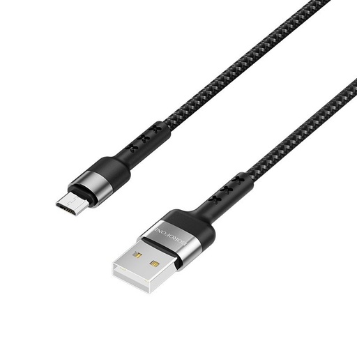 Borofone BX34 microUSB cablu (îmbrăcat în textil), textil, 2,4A, 1m, negru