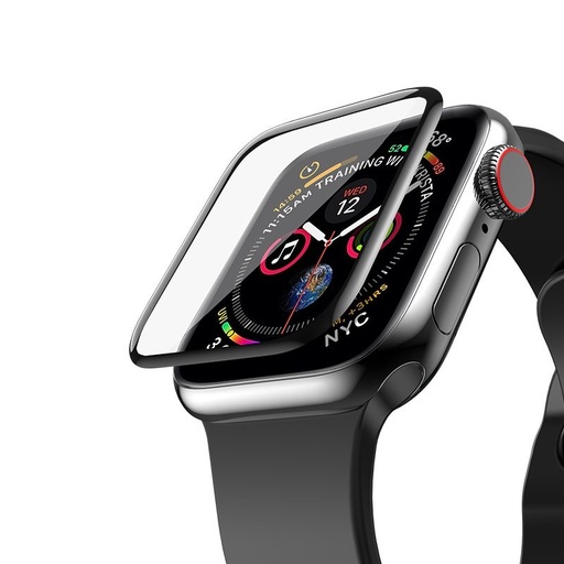 Apple Watch Series1/2/3/4/5(38/40mm) protecție ecran sticlă, transparent (negru ramă)