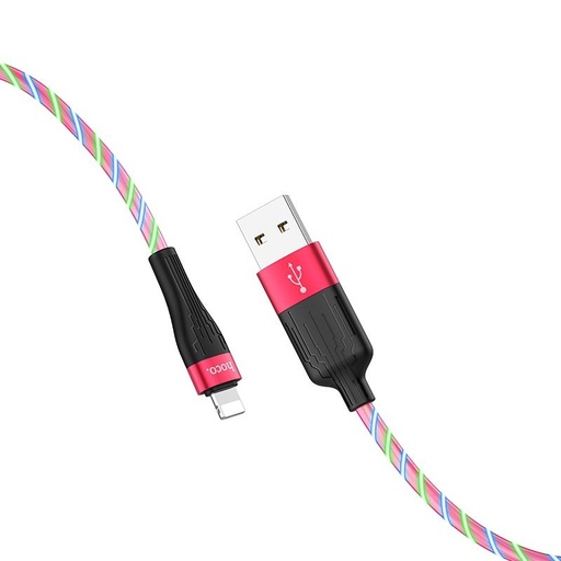 Hoco U85 lightning cablu, 2,4A, luminos, 1m, roșu