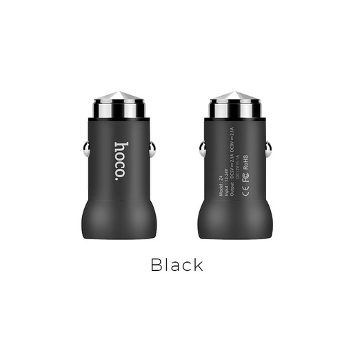 Hoco Z4 auto încărcător rapid, 5V 2,1A, QC 3.0, negru