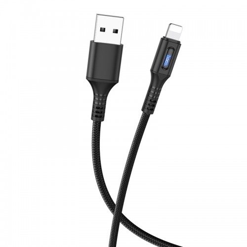 Hoco U79 lightning cablu, LED indicator de stare, supraîncărcare împotriva protecție, negru