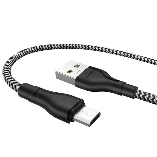 Borofone BX39 microUSB cablu, textil, 3A, 1m, negru/ alb