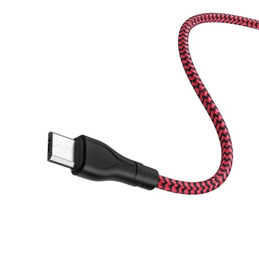 Borofone BX39 microUSB cablu, textil, 3A, 1m, negru/ roșu