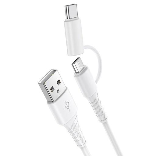 Hoco X54 2in1 cablu (microUSB + type-C), 2.4A, alb