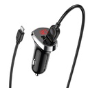 Borofone BZ15 autós töltő (2 USB port, lightning kábel), LED állapotjelző, 5V 2,4A, fekete