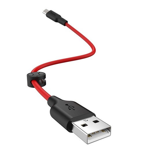Hoco X21 Plus microUSB cablu, 3A, 0.25M, negru - roșu