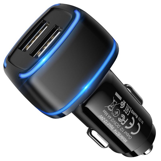 Borofone BZ14 auto încărcător (2xUSB port), 5V 2.4A, negru