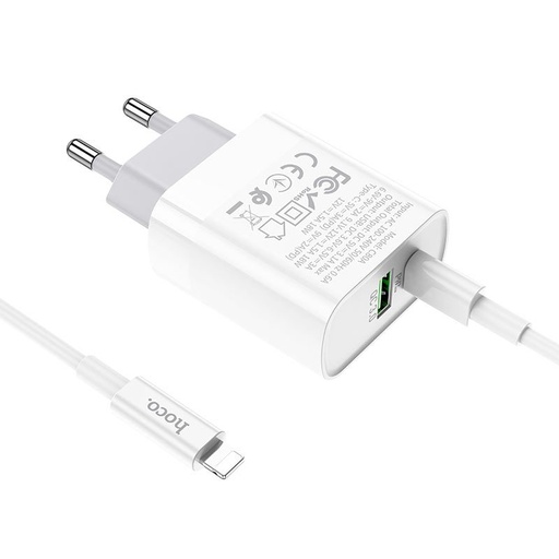 Hoco C80A de rețea încărcător rapid (QC + PD conector), PD lightning cablu, QC 3.0, 18W, alb