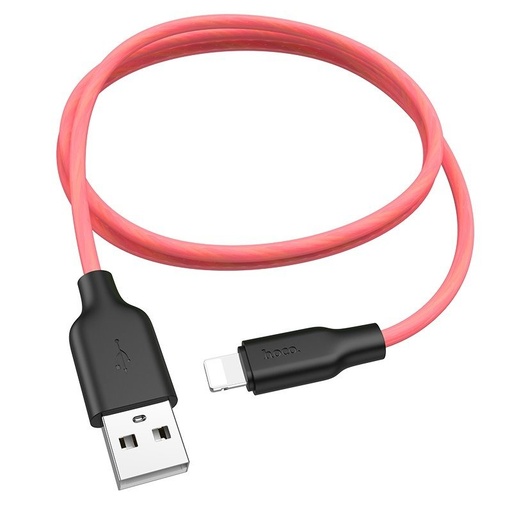 Hoco X21 Plus lightning cablu, fluorescent, 1M, 2.4A, silicon, roșu