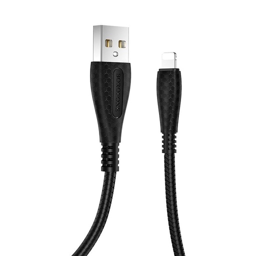 Borofone BX38 lightning cable, 2.4A, 1M, TPE fonat, TPE connector, black